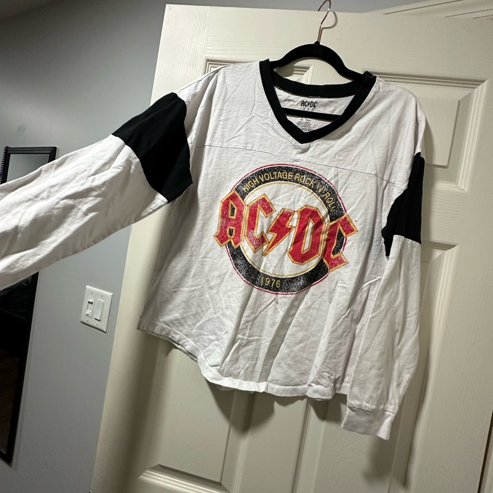 AC/DC White and Black Long Sleeve Shirt